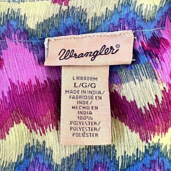 WRANGLER Women's Long Sleeve Multicolor V Neck Blouse Made in India - Picture 7 of 9